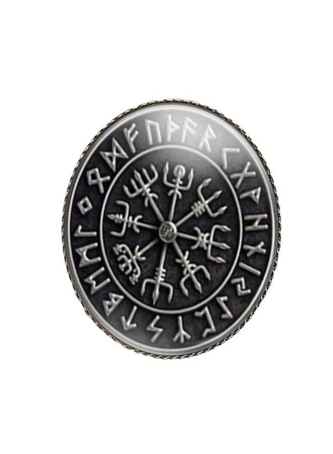 vmcoatdu Round 1 Inch Viking Compass' Nordic Rune Pin Brooch Metal and Inlay Glass Revivalism Style Souvenir Badge Brooch for Hat Clothes Backpack (Color A) - Image 4